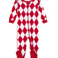 Leveret Kids & Toddler Footed Pajamas Boys Girls 100% Cotton Argyle Red & White (Size 2 Years)