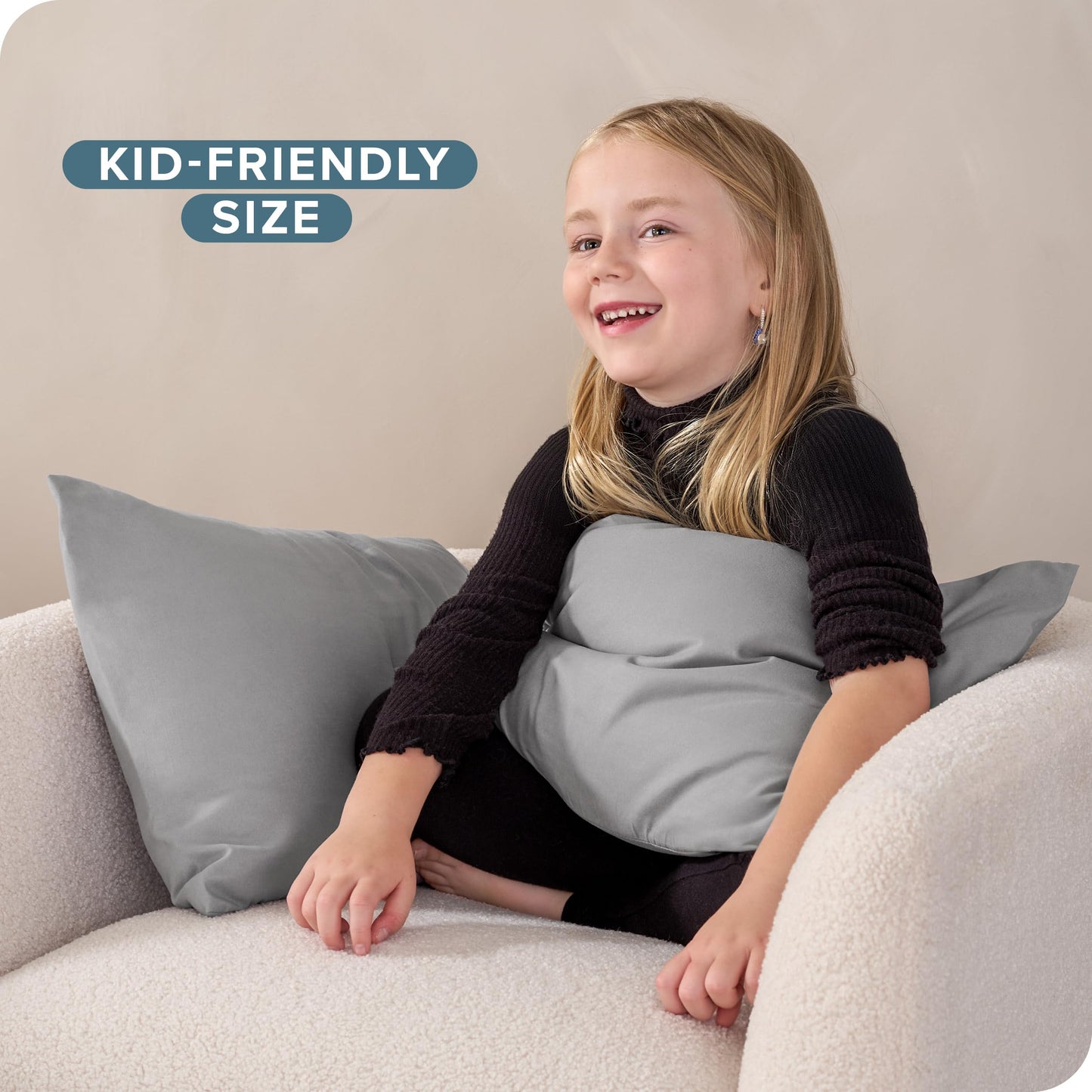 Bare Home Microfiber Pillow Cases - Toddler Size Set Of 2 Cooling Pillowcases Double Brushed Light Grey Pack Easy Care (Toddler