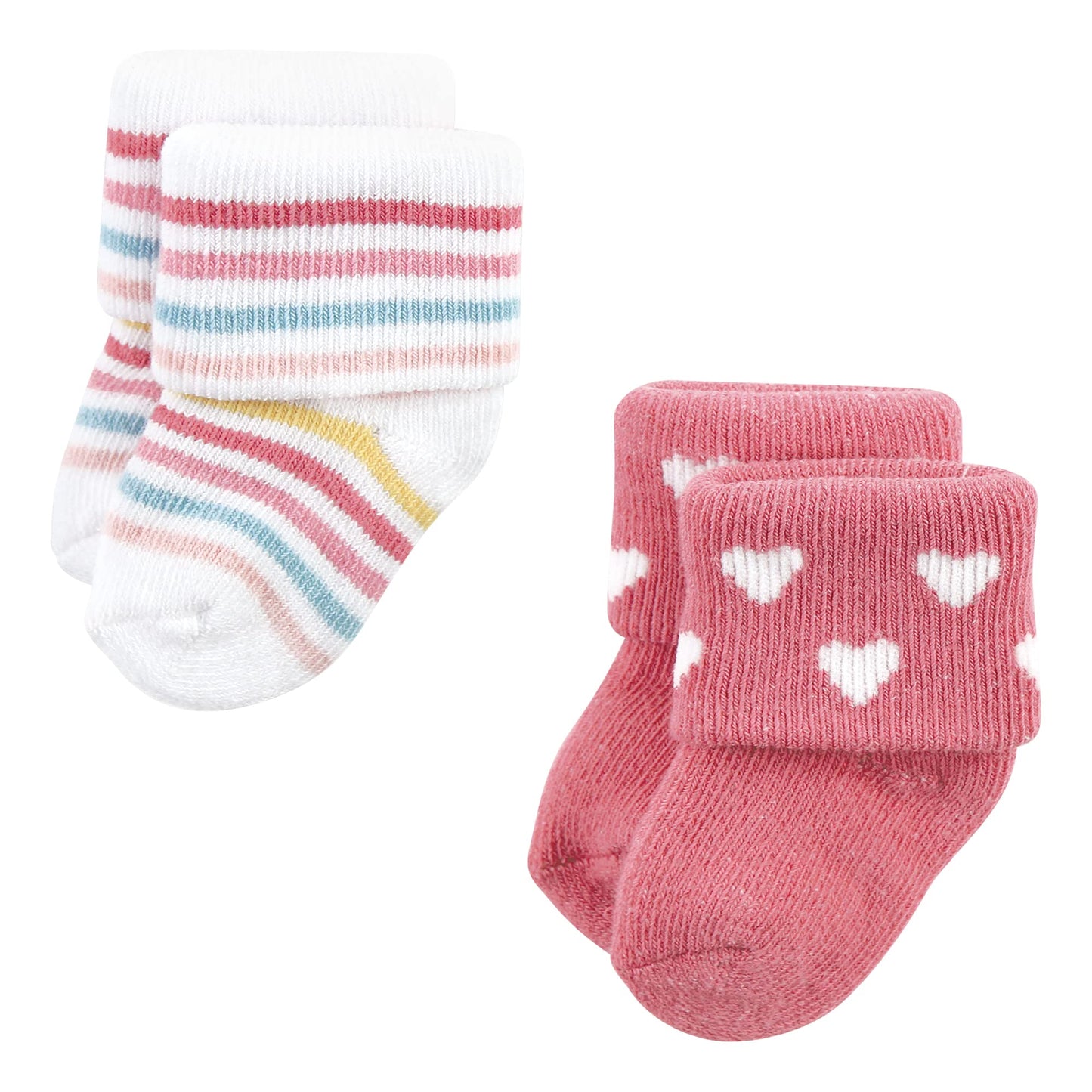 Hudson Baby Unisex Baby Cotton Rich Newborn And Terry Socks, Modern Rainbow, 6-12 Months
