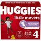 Huggies Size 4 Diapers, Little Movers Baby Diapers, Size 4 (22-37 Lbs), 120 Count