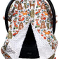 Dear Baby Gear Deluxe Baby Car Seat Canopy Cover, Tribal Woodland Forest Animals, Dot, White