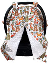 Dear Baby Gear Deluxe Baby Car Seat Canopy Cover, Tribal Woodland Forest Animals, Dot, White