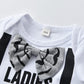 Kukitty Newborn Infant Baby Boy Clothes Long Sleeve Bow Ladies I Have Arrived Romper + Moustache Pants + Hat 3Pcs Outfits Set (N