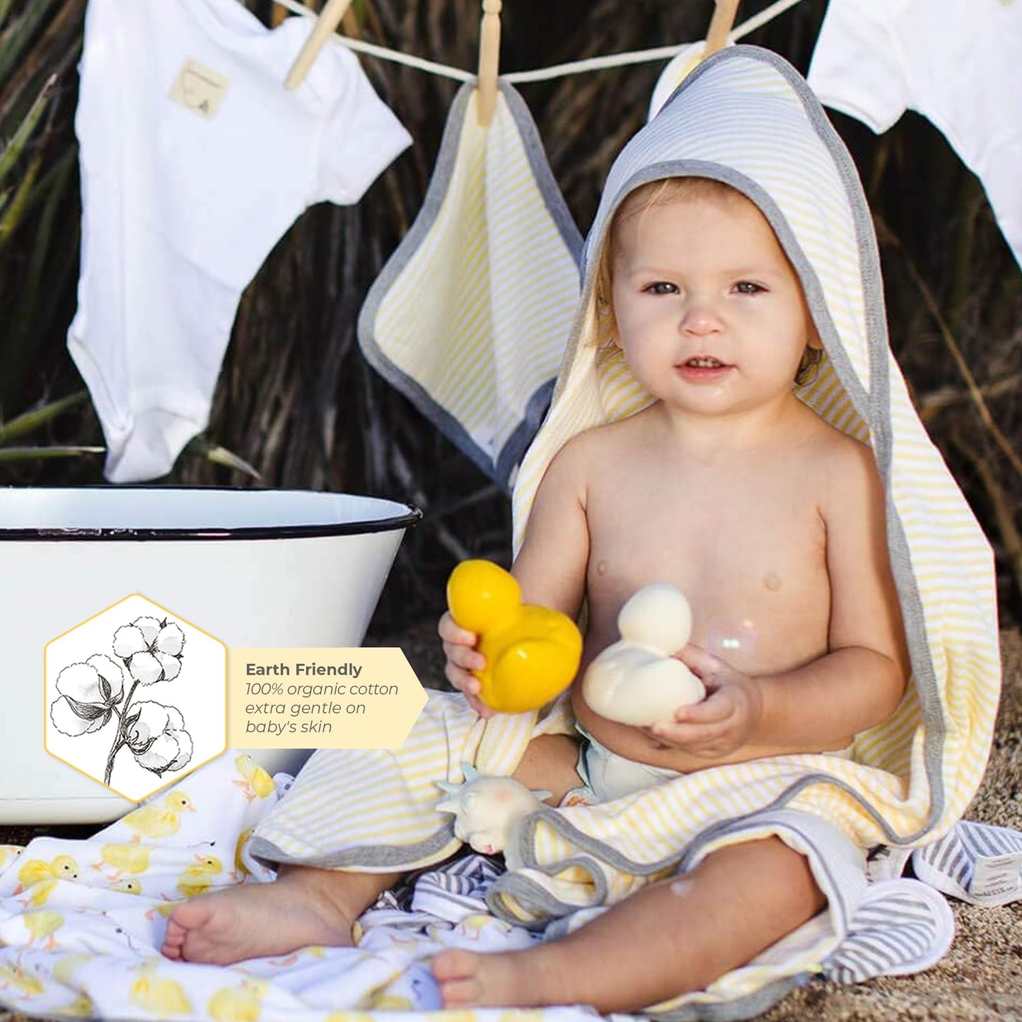 Burts Bees Baby Infant Hooded Towels Little Ducks Organic Cotton, Unisex Bath Essentials And Newborn Necessities, Soft Nursery T