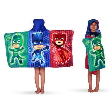 Pj Masks Bath/Pool/Beach Soft Cotton Terry Hooded Towel Wrap, 24' X 50', By Franco Kids