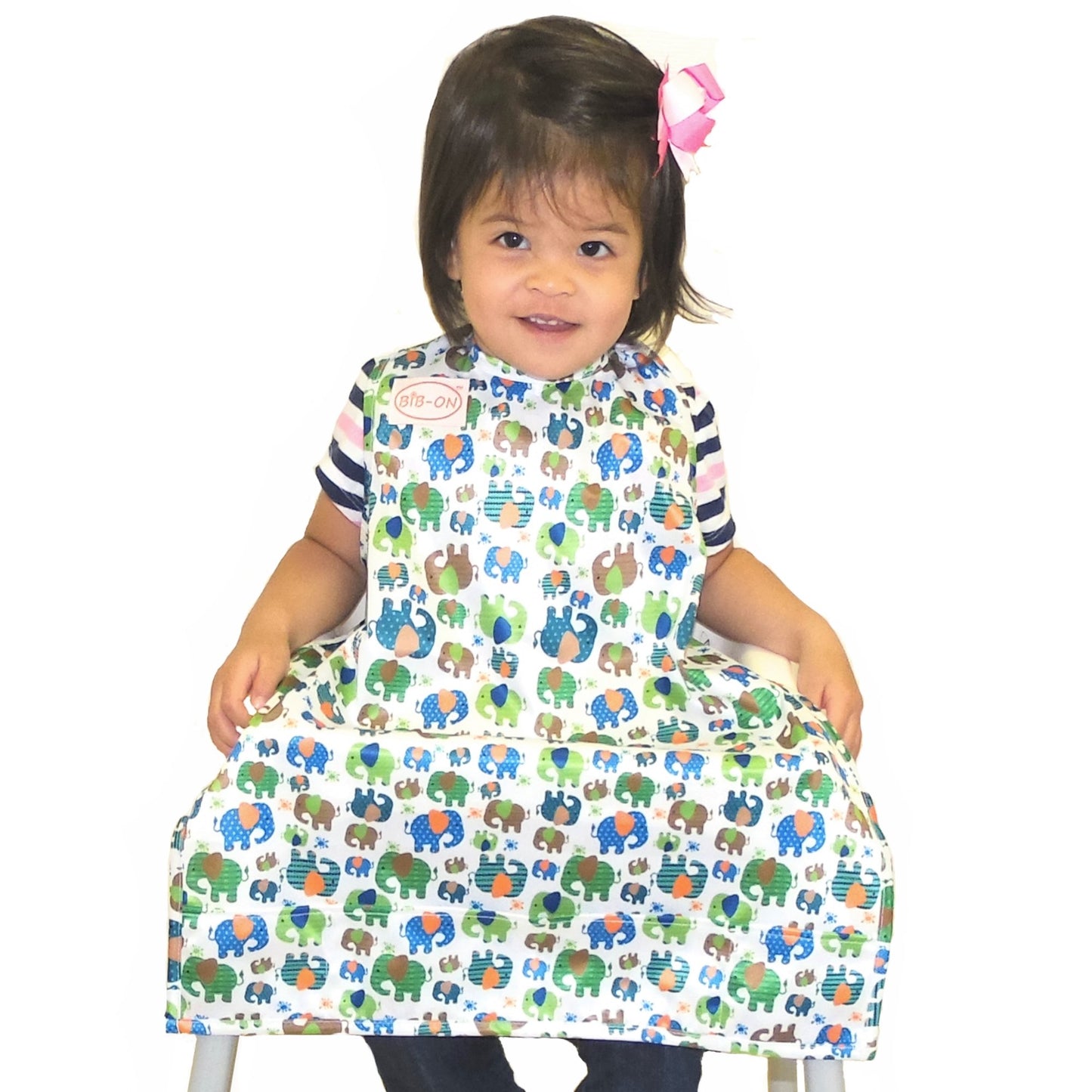 Bib-On, Full-Coverage Bib And Apron Combination For Infant, Baby, Toddler Ages 0-4. (Elephants)