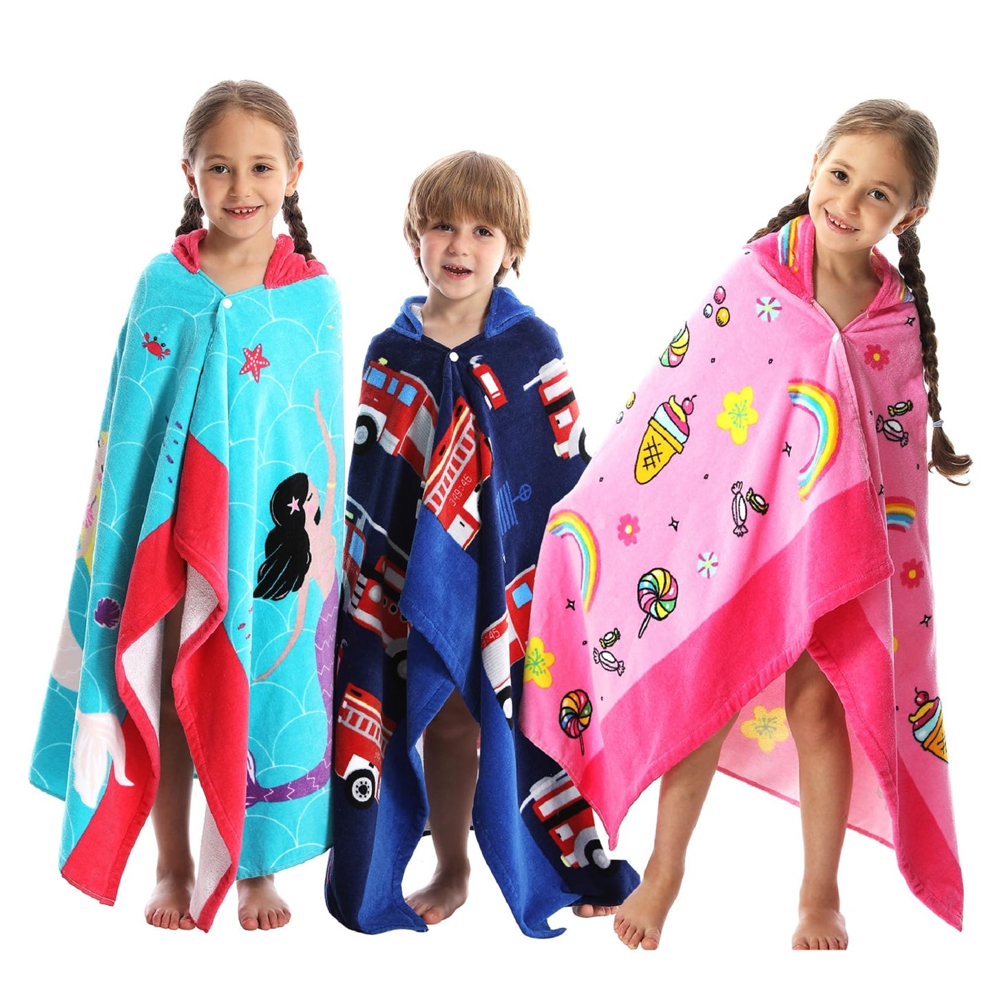 Bavilk Kids Hooded Bath Beach Towel Girls Boys Swim Pool Cover Up Super Absorbent Cute Cartoon Animal Full Vitality