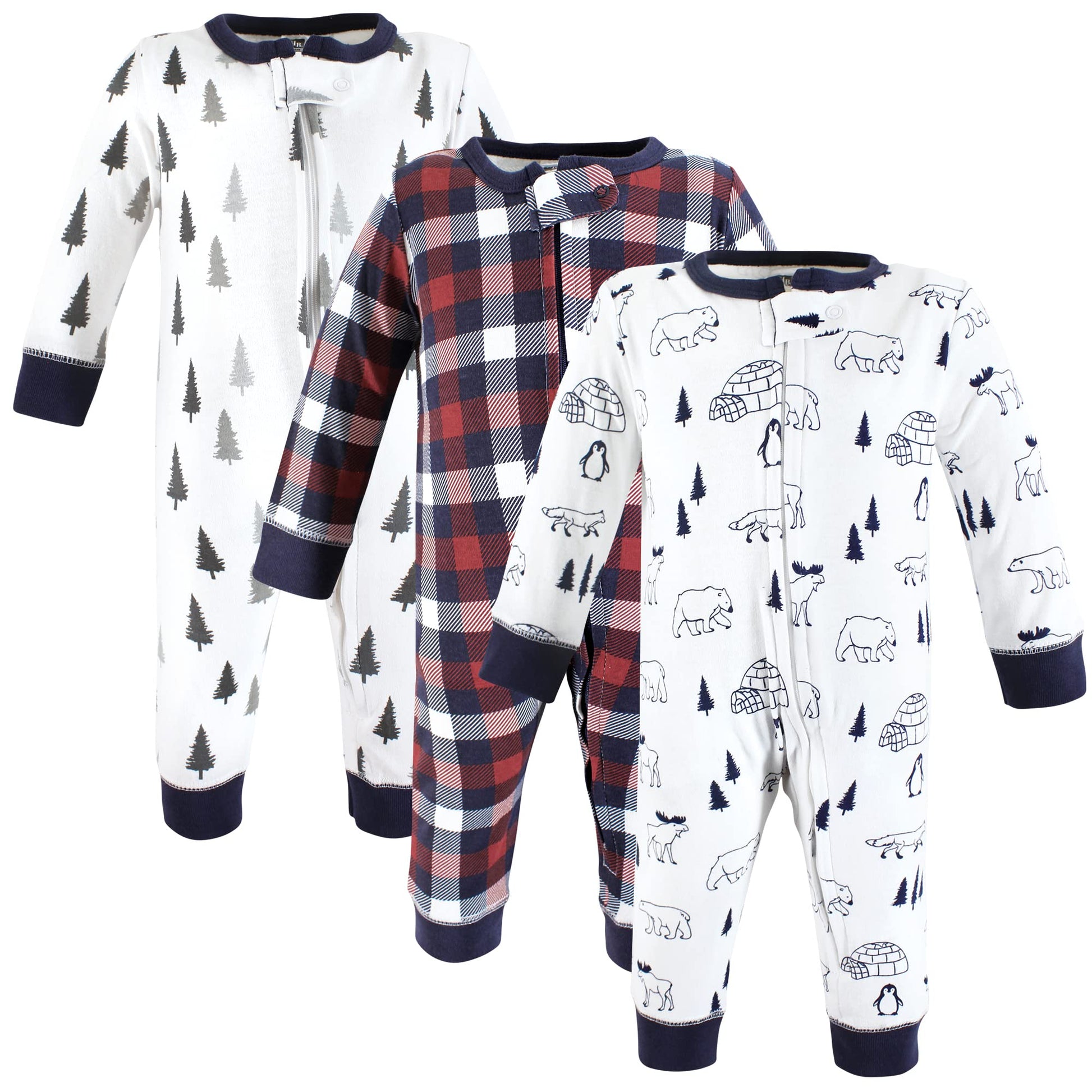 Hudson Baby Unisex Baby Cotton Sleep And Play, Winter Animals, 0-3 Months