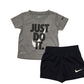 Nike Boy'S Dri-Fit Just Do It Graphic T-Shirt & Shorts Two-Piece Set (Little Kids) Black/Grey 5 Little Kids