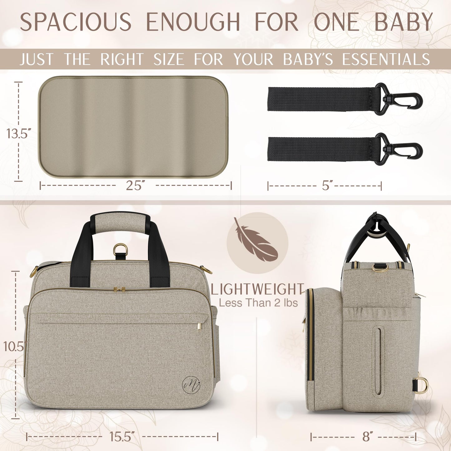 Mellories 4 In 1 Convertible Diaper Bag Tote For Baby Boys And Girls - Converts Into Diaper Backpack, Baby Tote Bag, Stroller Ba