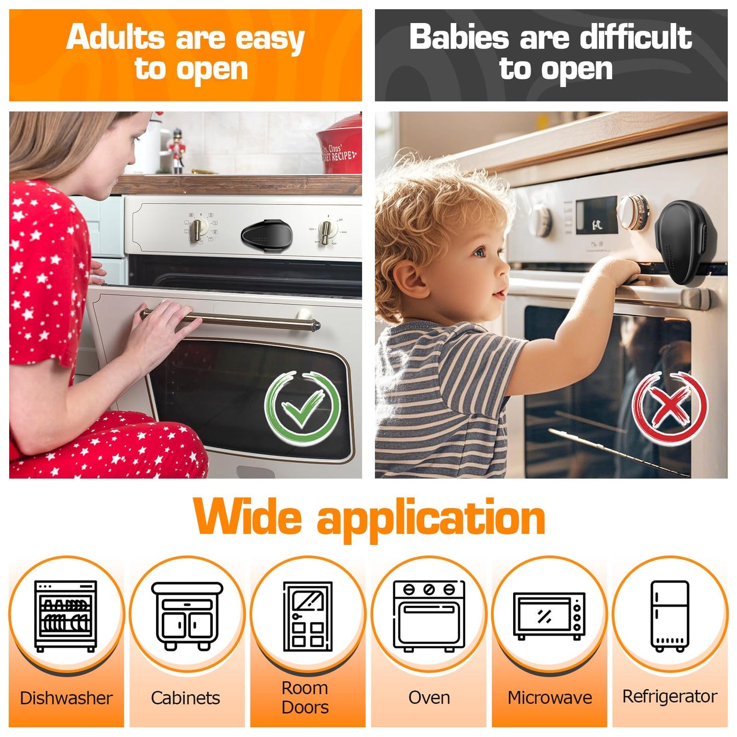 Ytdsup Oven Lock Child Safety (2 Pack), Cabinet Locks Baby Proofing, Baby And Child Proof Locks For Drawer Oven Stove Door, Upgr