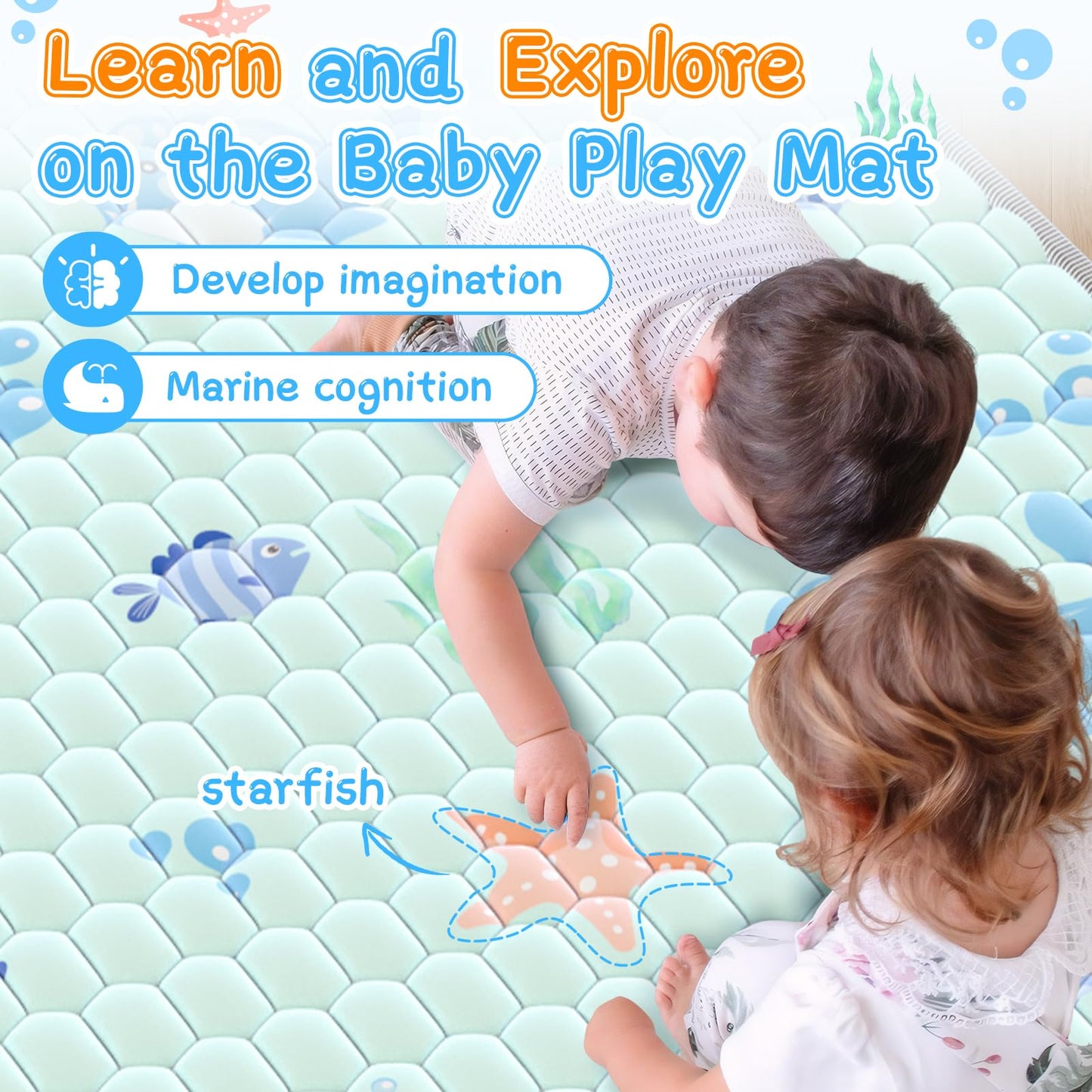 Baby Play Mat 50X50In - Thicken Soft Cushioned Padded Baby Playmat For Playpen - Baby Crawling Mat For Babies Toddlers Infant Wi