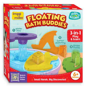 Imagimake Floating Bath Buddies | Leaps & Bounds Bath Toys for 6+ Months | Learning Toy for Newborn & Infant | 3-in-1 Play & Lea