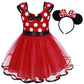 Eledobby Minnie Dress For Girls Princess Mouse Costume Birthday Party Polka Dots Tulle Tutu Dresses With Head Hoop Red 3-4T