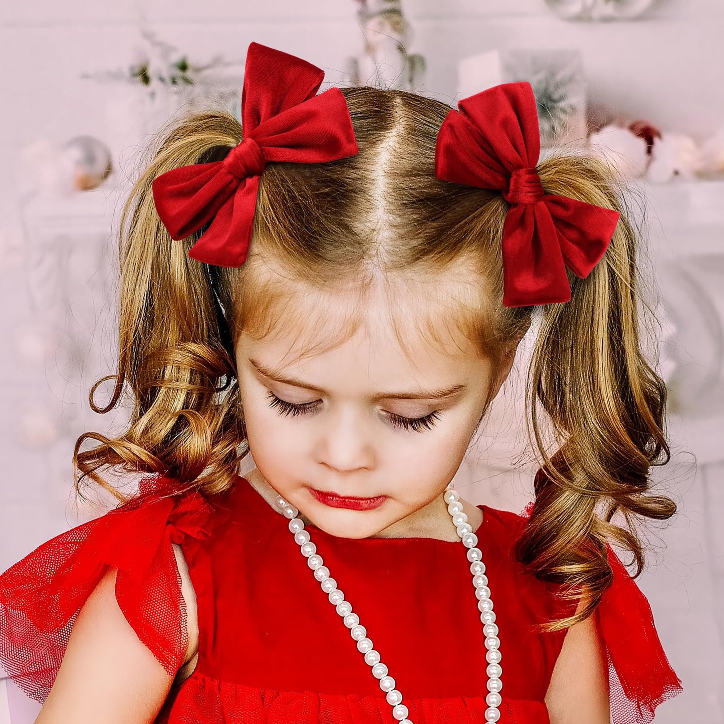 Velvet Hair Bows Alligator Clips For Girls Red Bow Clip For Hair Bowknot Alligator Barrettes Baby Girls Hair Accessories Red Bow