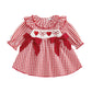 Toddler Baby Girl Valentines Outfit Red Heart Peter Pan Collar Smocked Long Sleeve Dress Infant Party Dresses (Red Gingham, 12-1