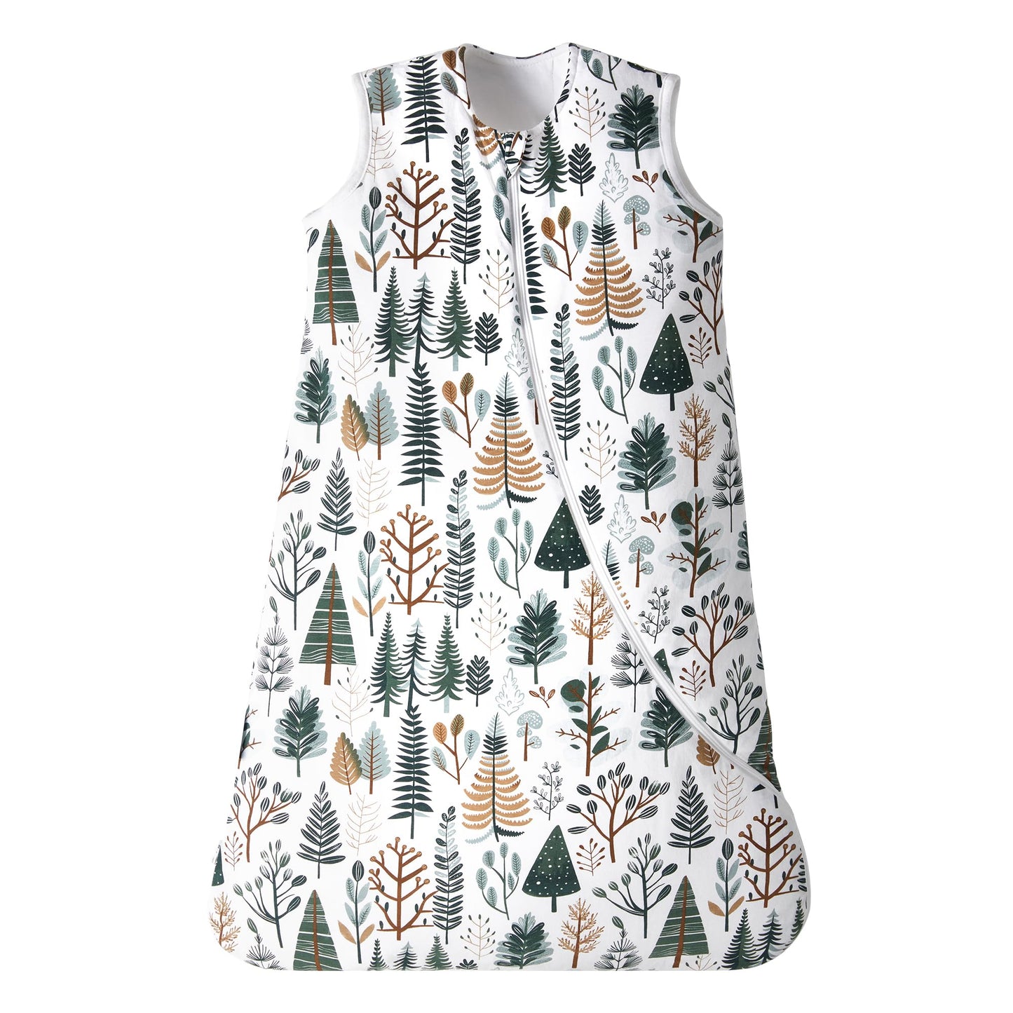 TILLYOU Baby Sleep Sack 0-6 Months, 2.5TOG Winter Cotton Sleeping Sack with 2-Way Zipper, Soft and Warm, Green Forests