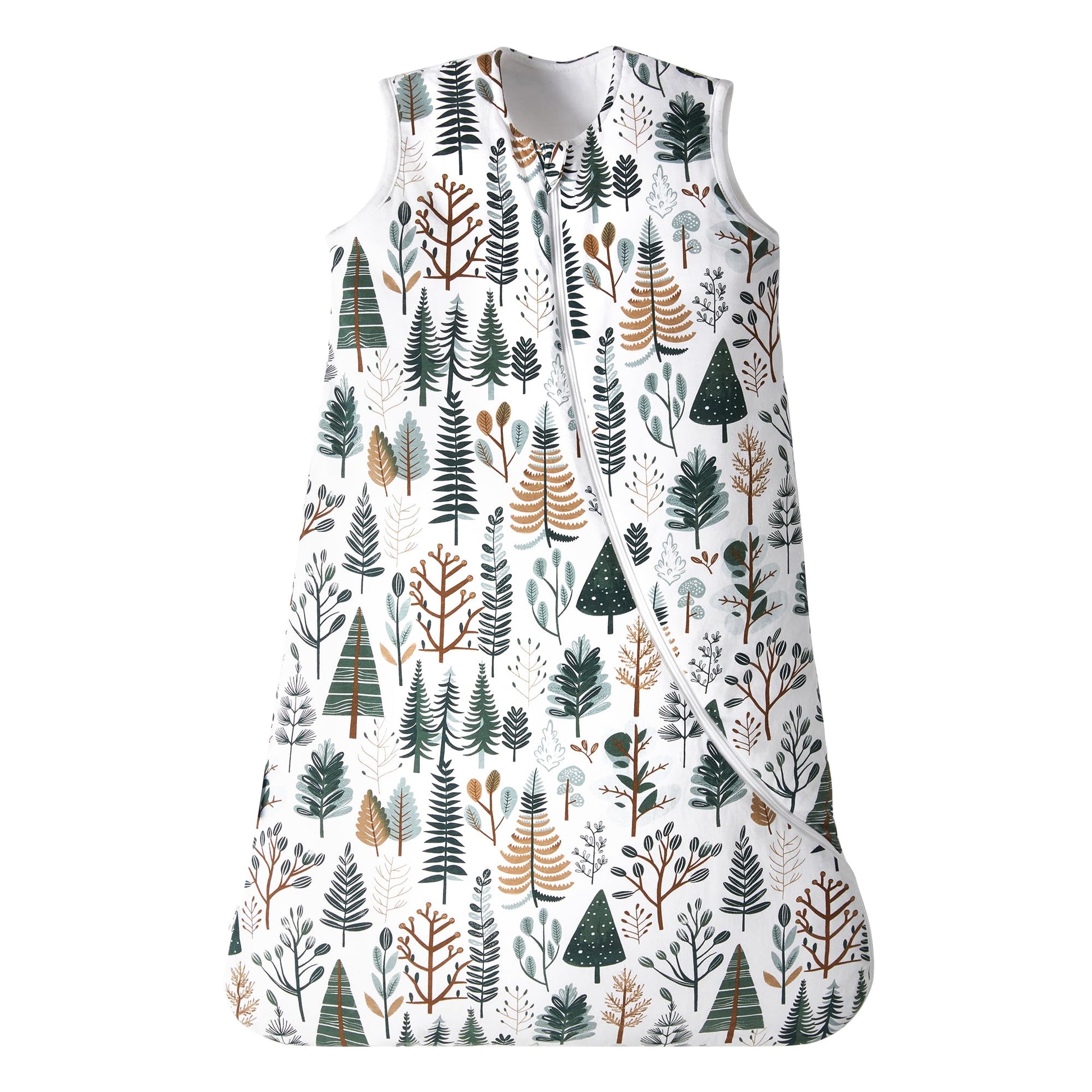 TILLYOU Baby Sleep Sack 0-6 Months, 2.5TOG Winter Cotton Sleeping Sack with 2-Way Zipper, Soft and Warm, Green Forests