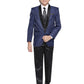 Jeetethnics Boys Navy Blue Checked Coat Suit Set With Waistcoat Shirt And Trousers (9062Bq)