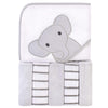 Hudson Baby Unisex Baby Hooded Towel And Five Washcloths, Modern Elephant, One Size