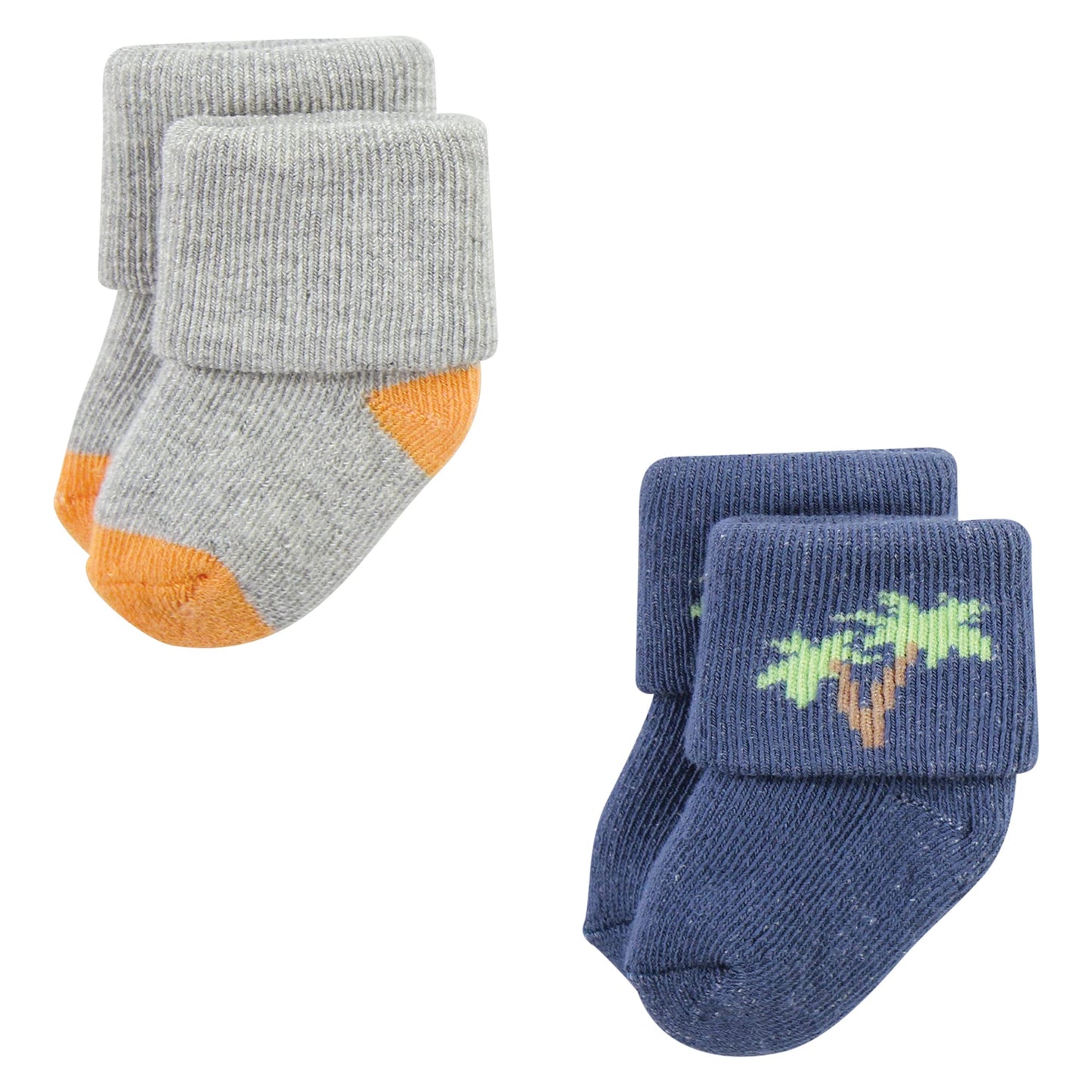 Hudson Baby Unisex Baby Cotton Rich Newborn And Terry Socks, Surf Dude, 6-12 Months