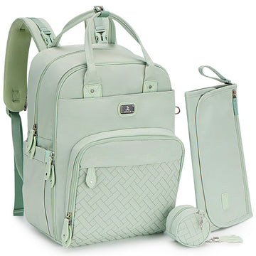 Dikaslon Diaper Bag Backpack With Changing Pad, Pacifier Case And Stroller Straps, Large Unisex Baby Bags For Boys Girls (Mint G