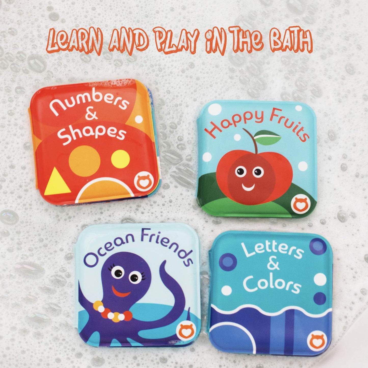 Floating Baby Bath Books Set of 4 - Bath Books for Babies, Infants - Waterproof, Mold-Free Bath Toys for Learning & Early Educat
