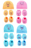 HIKIPO Presents New Born Baby Cap and Mittens Booties Combo Set for Baby Girls and Boys Gift Set First Gift For Baby Winter Cap 