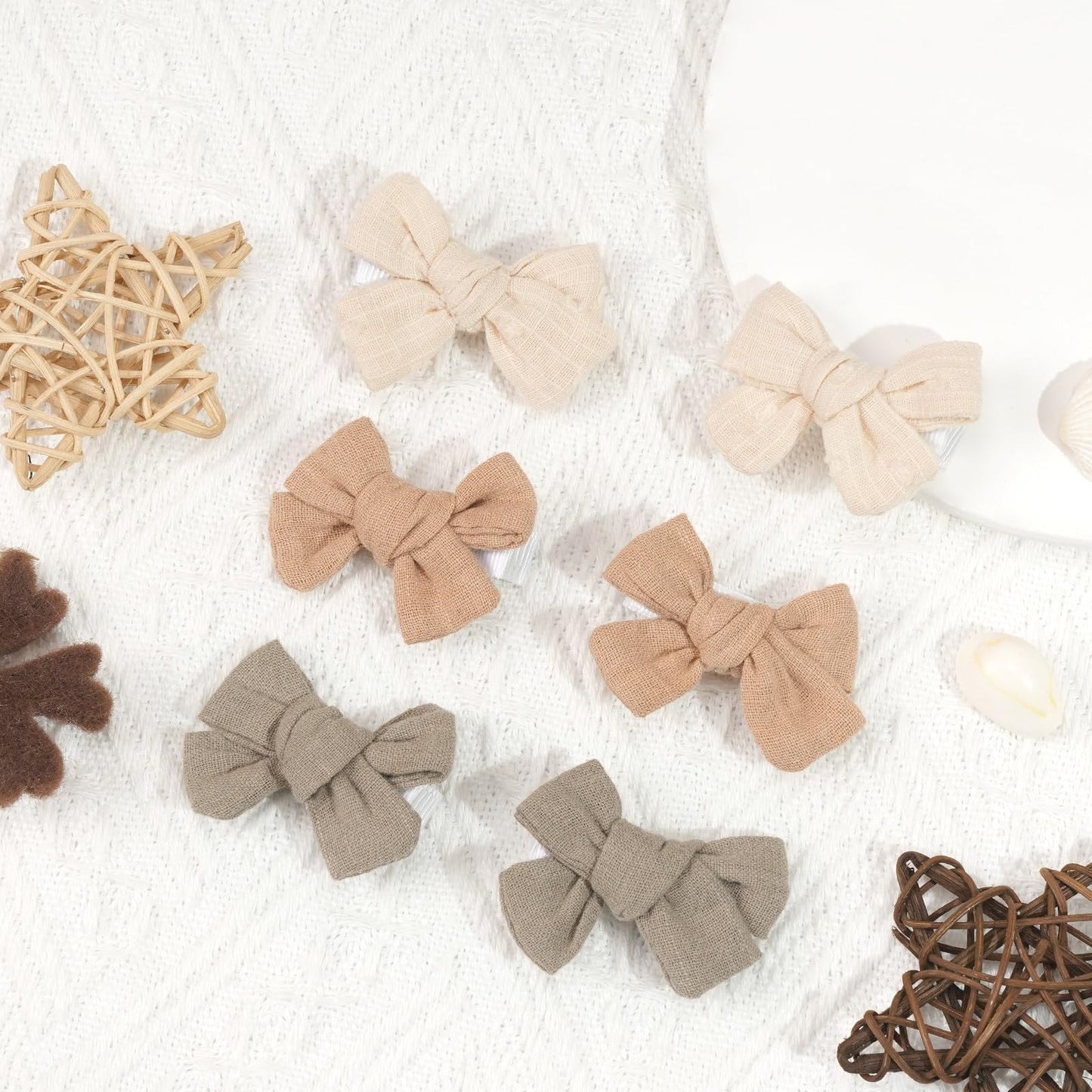 C?Llot 10 Pieces 2Inch Girls Hair Bows Linen Fabric Bows Alligator Clips Hair Accessories For Baby Toddlers And Infants(5 Pairs