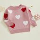 Nokpsedcb Baby Girl Cute Long Sleeve Heart Flowers Embroidery Oversized Sweater Toddler Valentine Outfit (Pink Heart, 0-3 Months