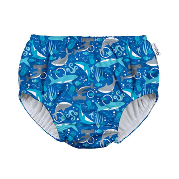 green sprouts Baby Boys Pull-up Reusable Absorbent and Toddler Swim Diaper, Royal Blue Sharks, 3T US