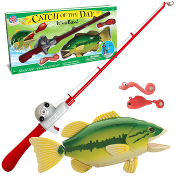 Small World Toys Magnetic Fishing Game, Catch of The Day Bass Fishing Toy for Kids Ages 3+, Includes Kids Fishing Pole and 1 Fis