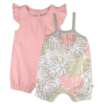 Honestbaby Multipack Short Romper Sets And Dresses 100% Organic Cotton For Infant Baby And Toddler Boys, Girls, Unisex, Pink Avo