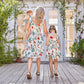 Popreal Mommy And Me Floral Printed Sleeveless Bowknot Chiffon Beach Romper Family Match Dress,White,Baby-3-6Months