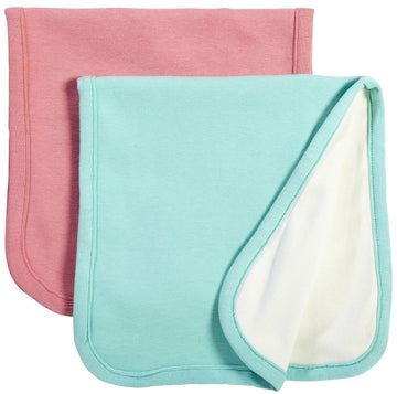 Babysoy Oh Soy Burp Cloths Set - Rose & Seafoam - 2 Ct
