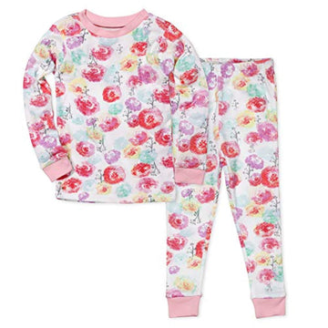 Honestbaby Baby Organic Cotton 2-Piece Snug Fit Pajama Set, Rose Blossom, 5T
