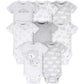 Gerber Baby 8-Pack Short Sleeve Onesies Bodysuits, Sheep Grey, Newborn