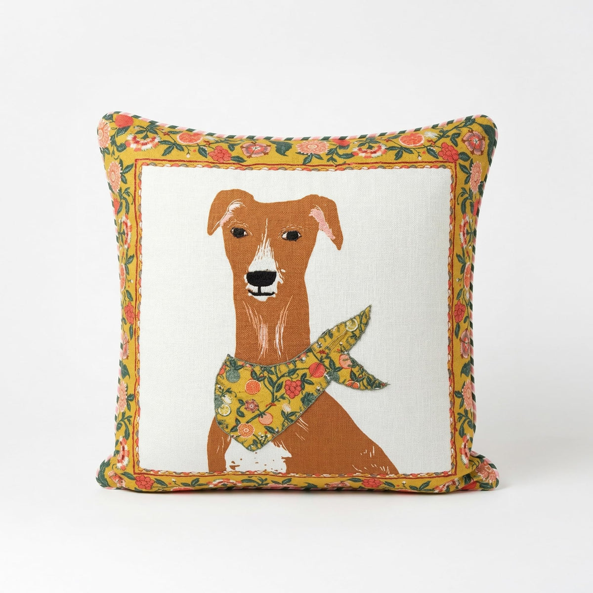 Chumbak Limonata Hound Cushion Set of 2 | Citrus Collection | Cotton Cushion Set of 2 | Hound Lemon Print | Tropical | Zipper | 