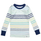 Honestbaby Boys' Organic Cotton 2-Piece Snug Fit Pajama Set, Rainbow Stripe Blues, 5T