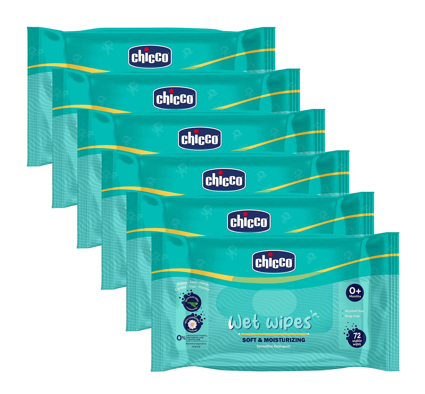 Chicco Wet Wipes 432Pcs(72Pcs X 6 Packs)