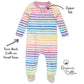 Honestbaby Baby Girls Play Footed Pajamas One-Piece Jumpsuit Zip-Front Pjs 100% Organic Cotton For And Toddler Sleepers, Rainbow