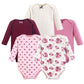 Hudson Baby Unisex Baby Cotton Long-Sleeve Bodysuits, Rose, 6-9 Months