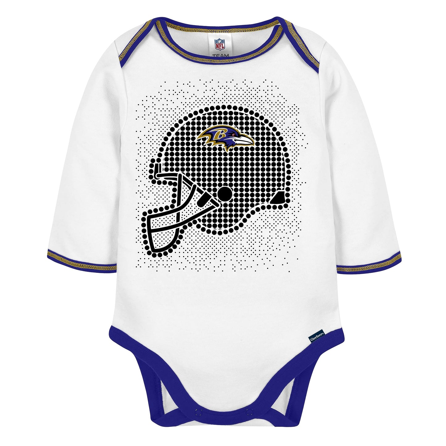 Gerber Nfl Baby Boys' 3Pc Bodysuit, Footed Pant, & Cap Set, Baltimore Ravens, 0-3 Months