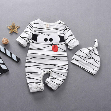 Aalizzwell Toddler Baby Halloween Romper Pants Set For Kids Funny (Mummy Romper, 0-3 Months)