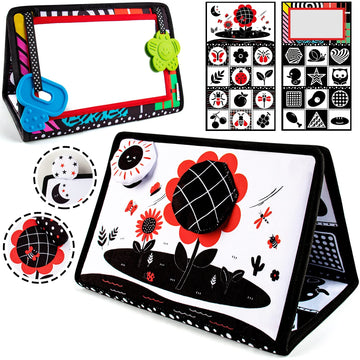 teytoy Tummy Time Mirror Infant Toys Newborn Toys 0-3 Months Brain Developmental Baby Mirror Tummy Time Toys Black and White Hig