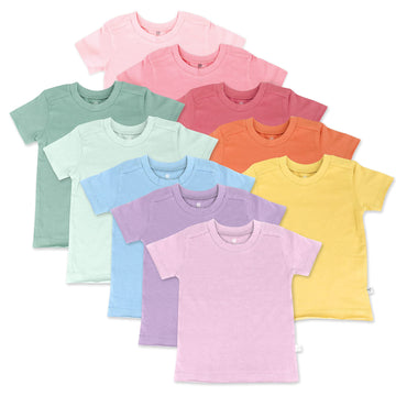 Honestbaby Organic Cotton Short Sleeve T-Shirts Infant Unisex 10-Pack Rainbow Gems Pinks