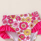 Younger Tree Toddler Girls Two Pieces Swimsuit Color Block Stripe Swimwear Summer Beach Bathing Suit 18M-5T(Roseo#Flower 12-18 M