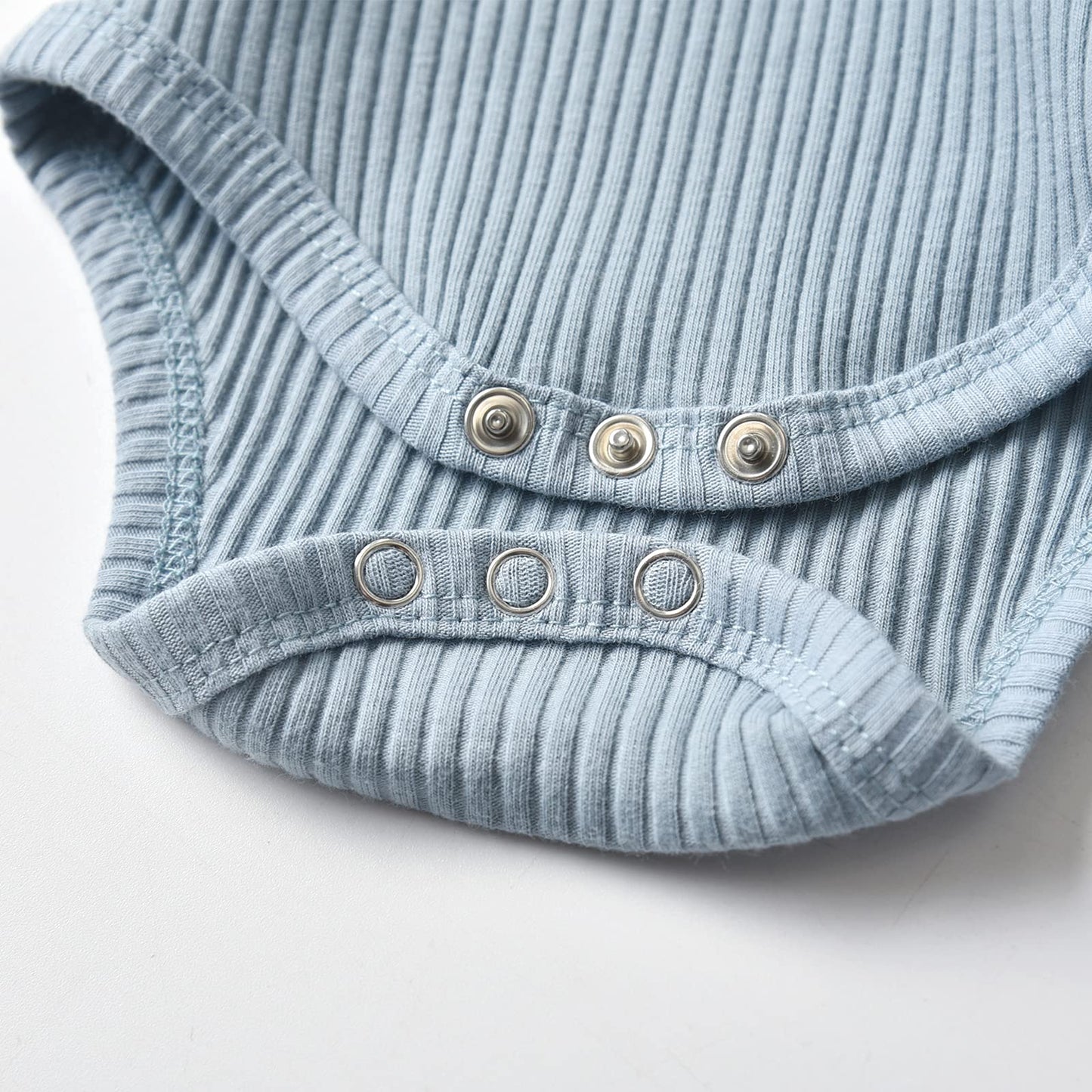 Derouetkia Summer Newborn Baby Boy Girl Clothes Solid Color Ribbed Romper And Shorts Outfits Set (Newborn) Blue