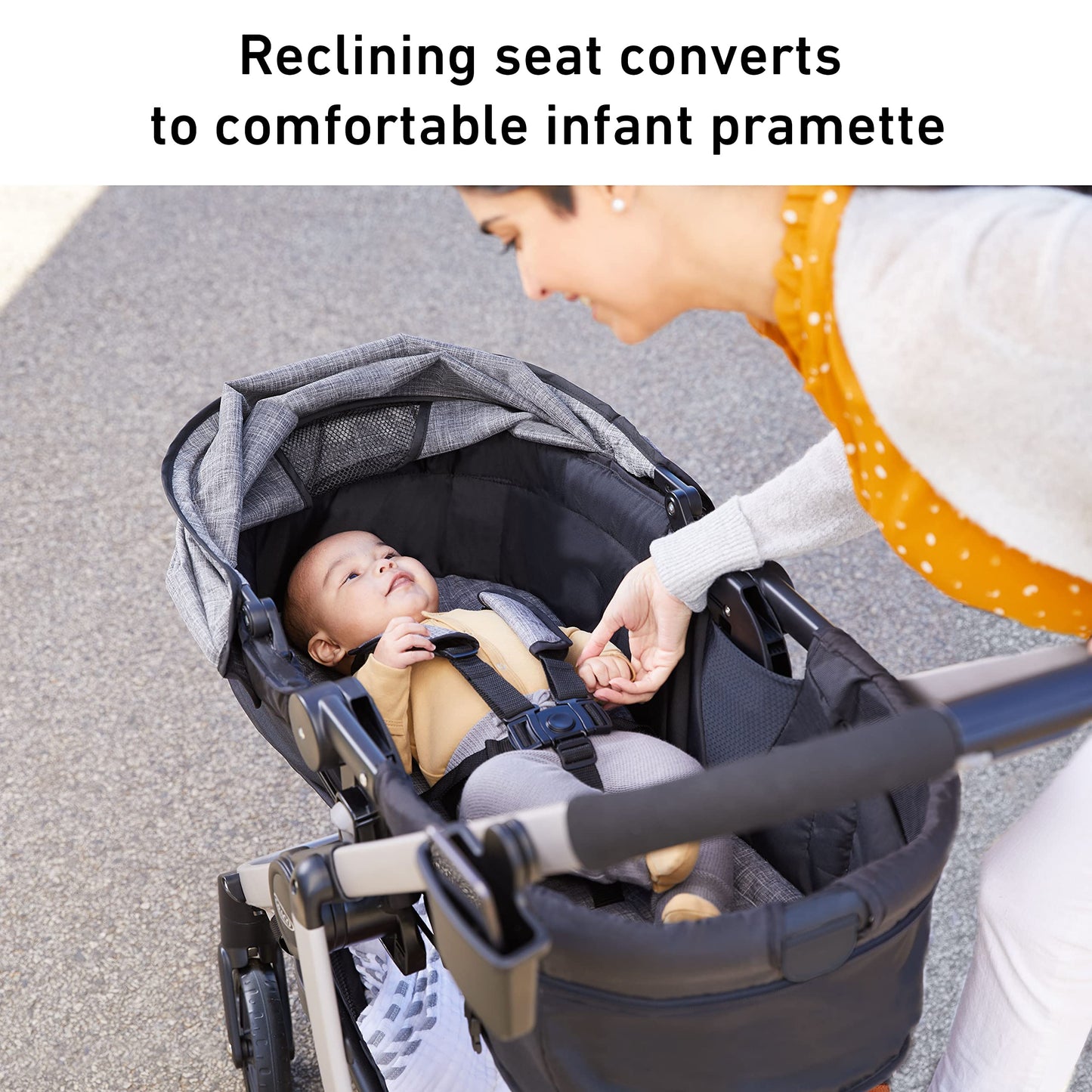 Graco Modes Pramette Stroller, Baby Stroller With True Pram Mode, Reversible Seat, One Hand Fold, Extra Storage, Child Tray, Pie
