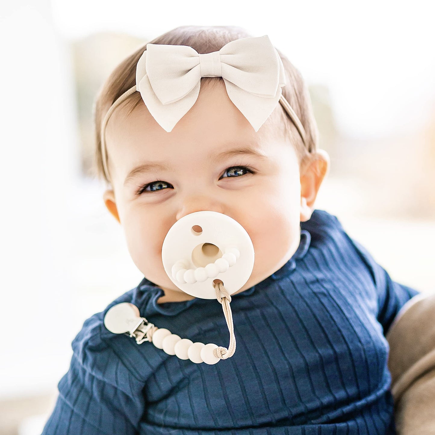 Ryan & Rose Cutie Pat Pacifier Teether (Slant, Ivory)
